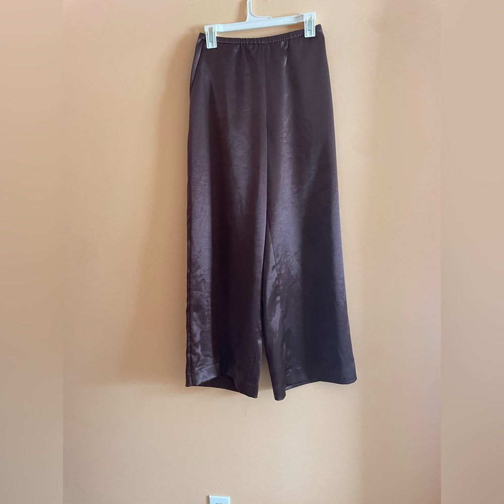 Purple Satin Wide-Leg Pants